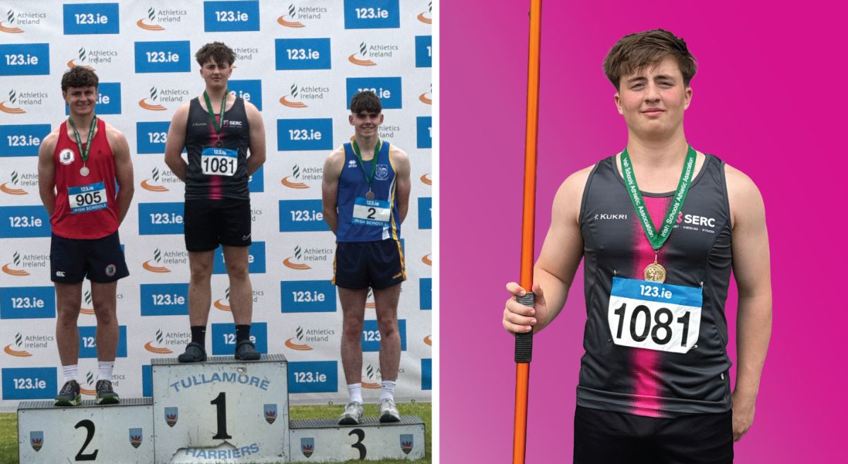 Curtis Ford (centre), 1st place in javelin with fellow competitors.